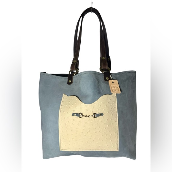 Hoofbeat Designs Handbags - Hoofbeat Blue and Cream Tote Bag